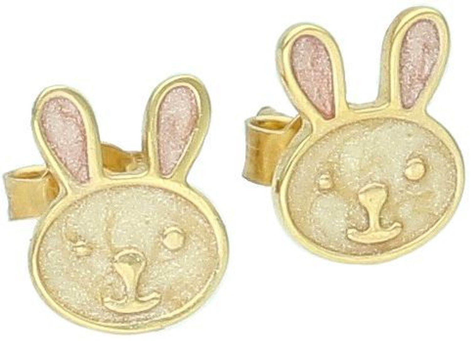 Złote kolczyki dla dziecka zajączki próba 585 KL 6767 585.jpg